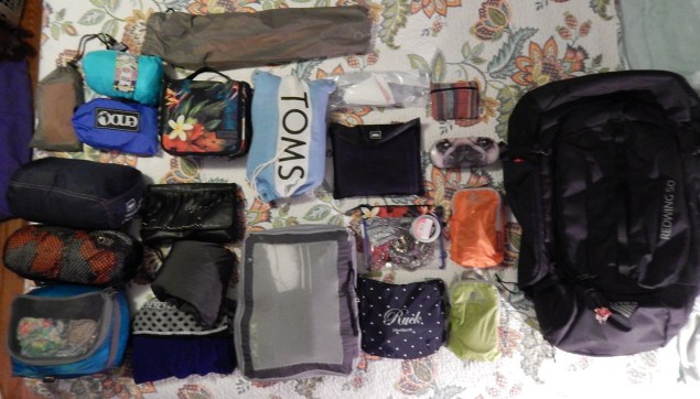 Everything all nestled into their packing cubes, ready to go in the backpack!